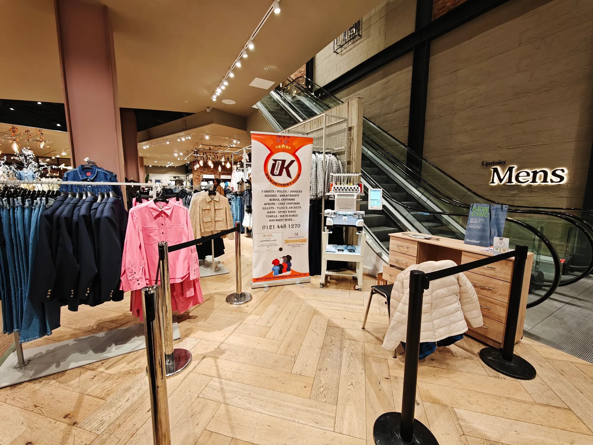 OKTshirt live embroidery activation inside River Island at Bullring Birmingham