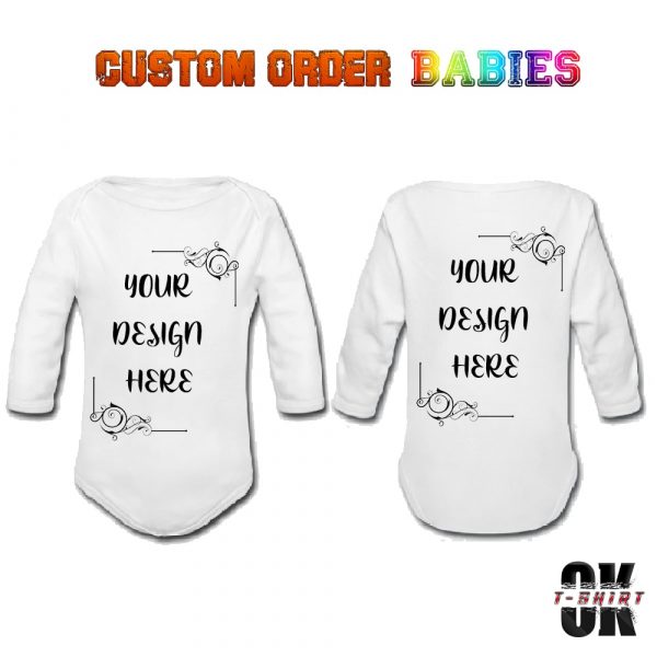 Babies longsleeve bodysuit Custom order frontback white min