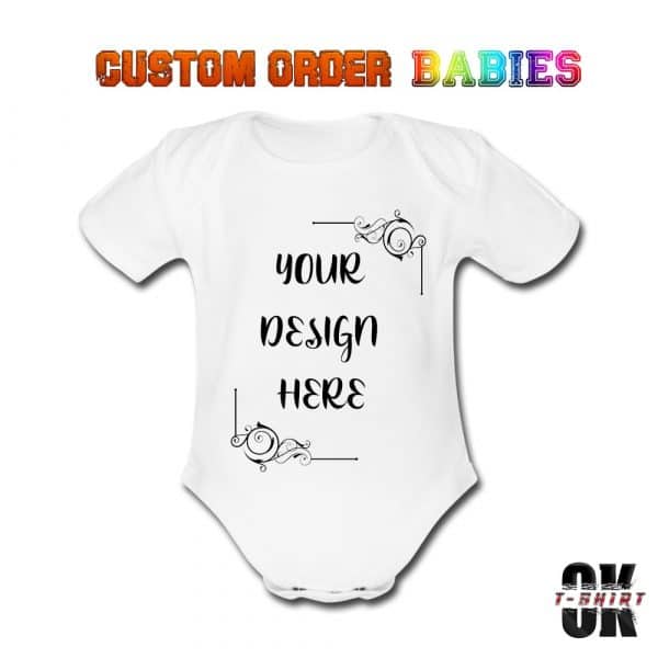 Babies shortsleeve bodysuit Custom order front white min