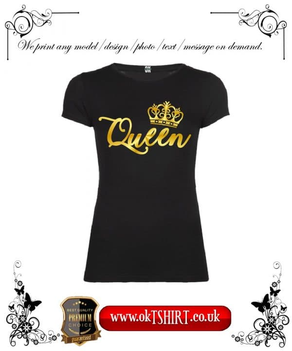 Queen women black t-shirt front-min