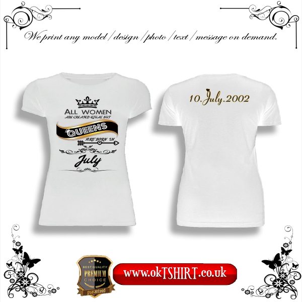 All women are created equal white front and back tshirt-min