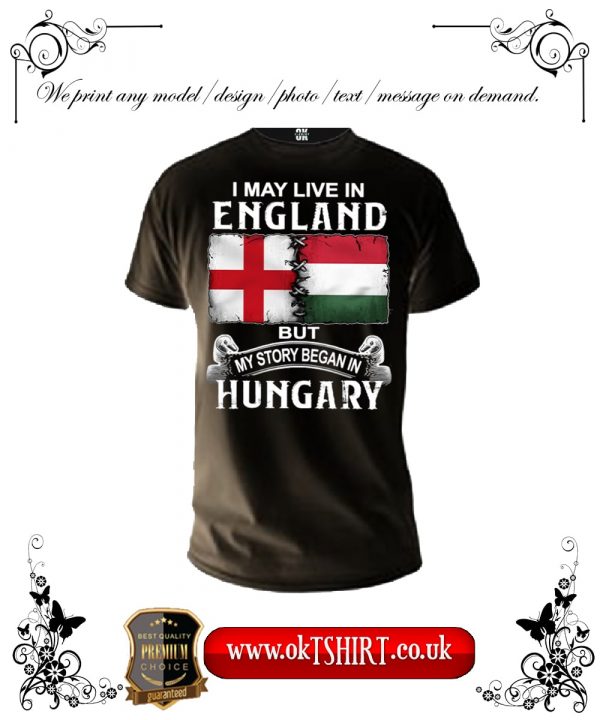 I may live in England but my story began in Hungary black t-shirt-min