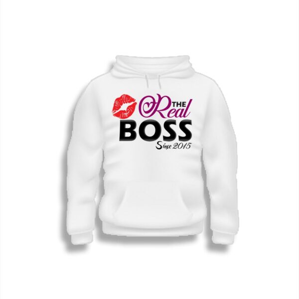 The real boss white hoodie min