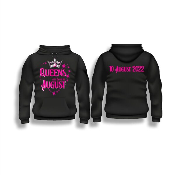 A queen was born in August black woman hoodies front and back min