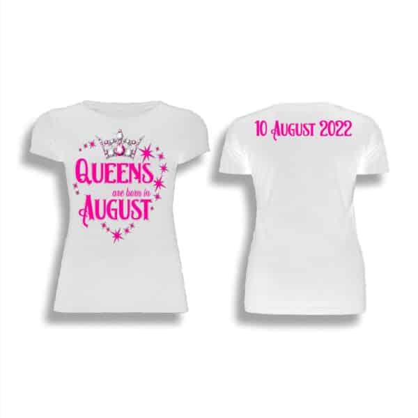 A queen was born in August white woman t shirt front and back min