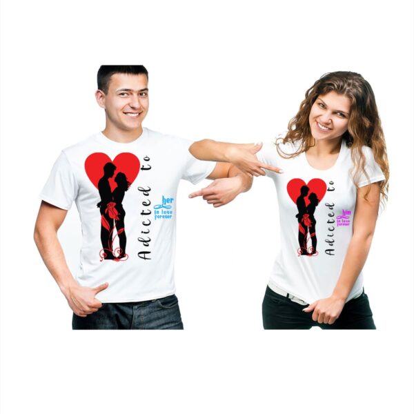 Adicted to her-him t-shirts white front t shirt min