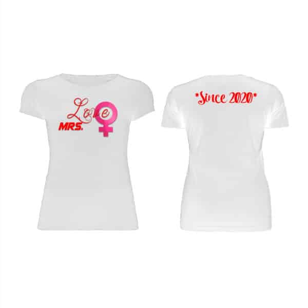 Mrs Love white women t shirt front and back min