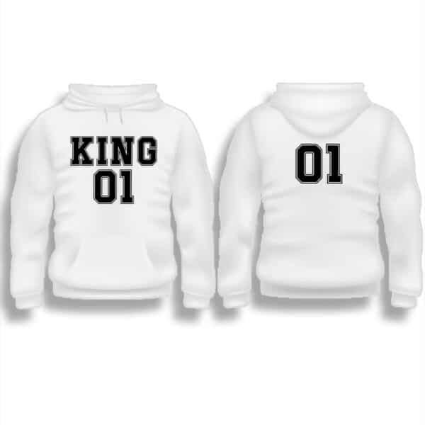 King 01 white hoodie front and back min