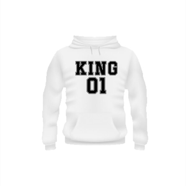 King 01 white hoodie front min