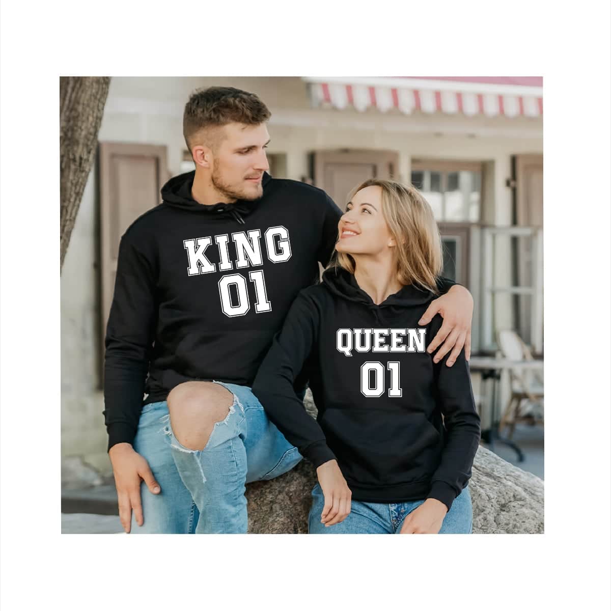 King and queen 01 couple black hoodies min