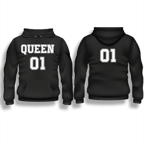Queen 01 black hoodie front and back min