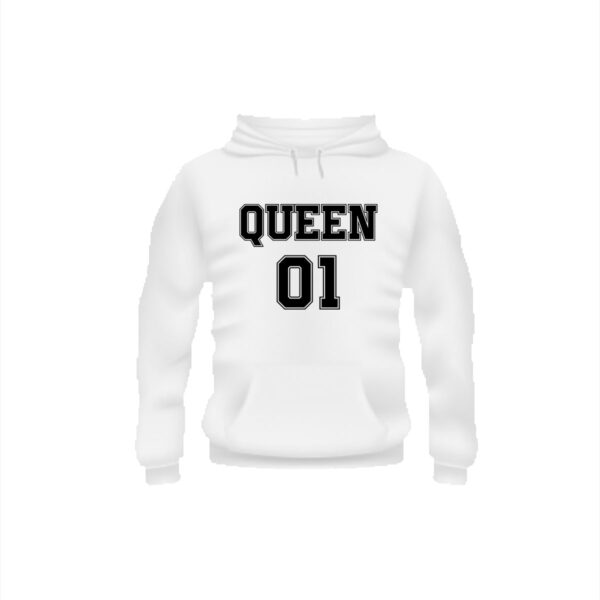 Queen 01 white hoodie front min