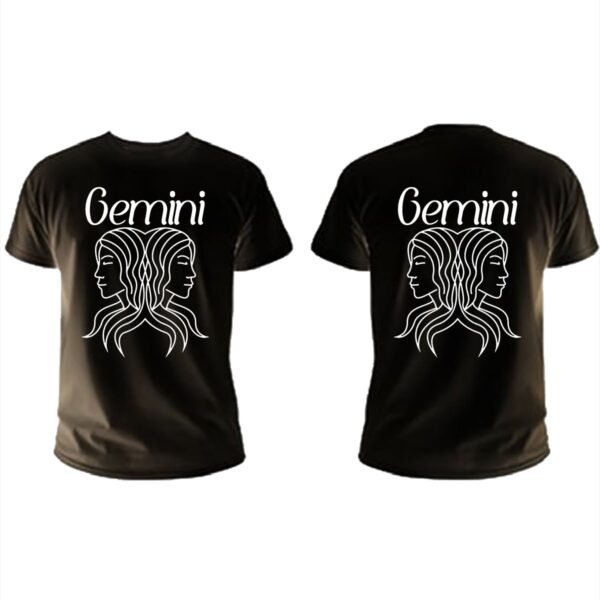 Gemini black men t shirt frontback min