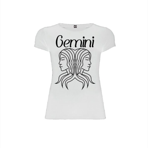 Gemini white woman t shirt front min