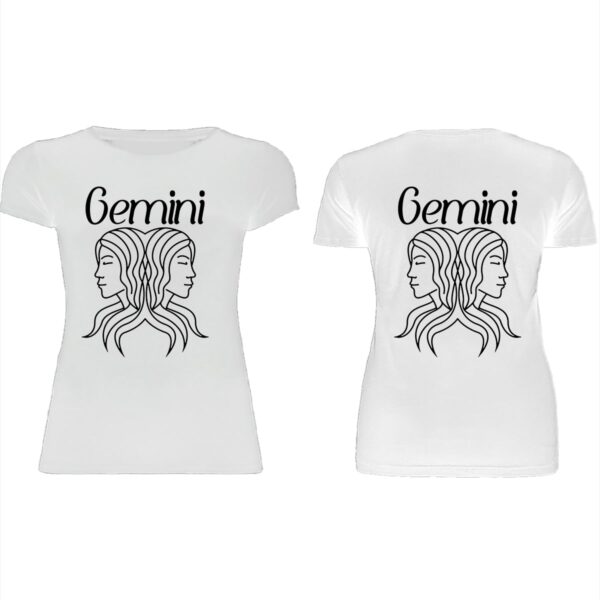 Gemini white women t shirt frontback min