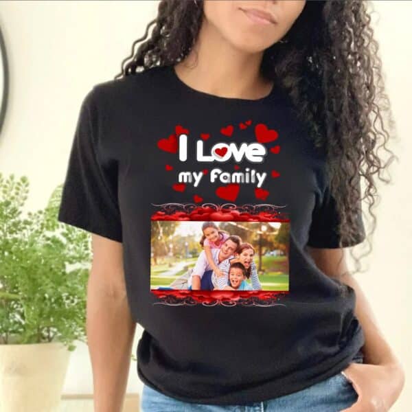 I love my family black woman t shirt front