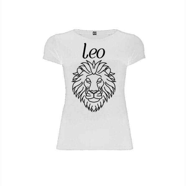 Leo white woman t shirt front min