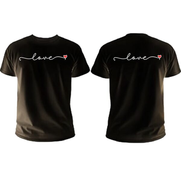 Love with heart t shirt black men t shirt frontback