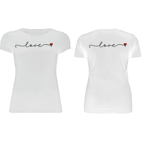 Love with heart t shirt white women t shirt frontback