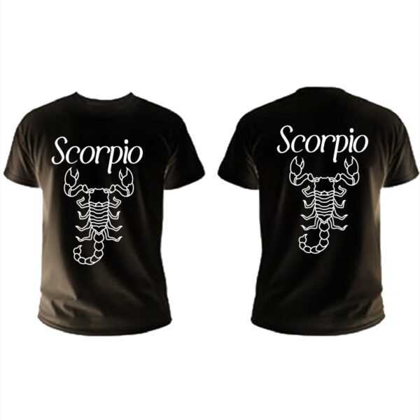 Scorpio black men t shirt frontback min