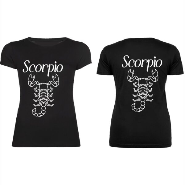 Scorpio black women t shirt frontback min