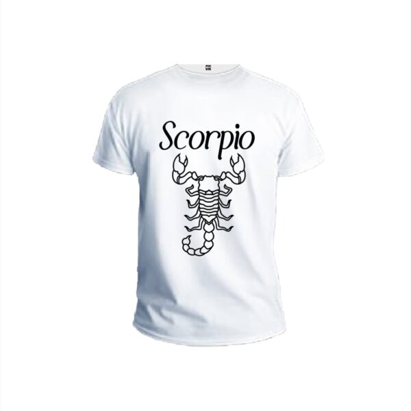 Scorpio white men t shirt front min