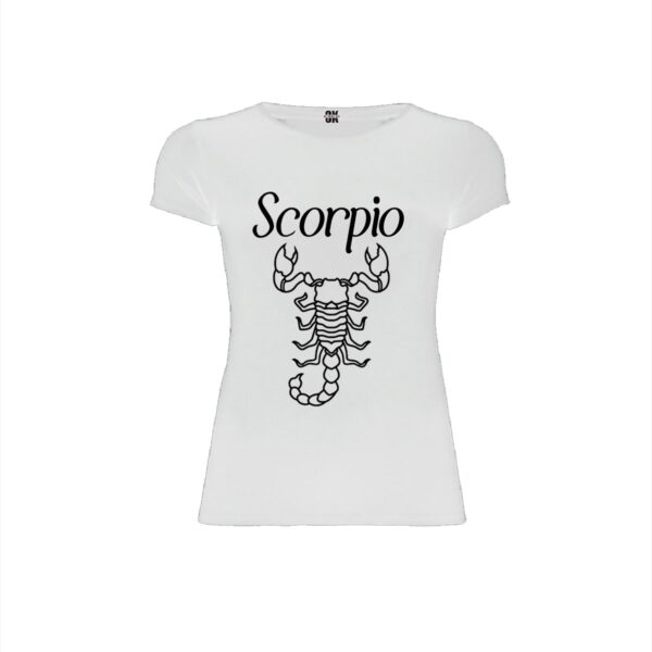 Scorpio white woman t shirt front min