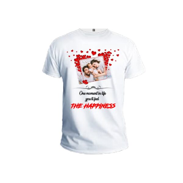The happiness moment white men t shirt front