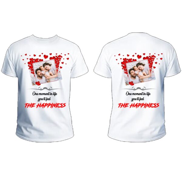 The happiness moment white men t shirt frontback