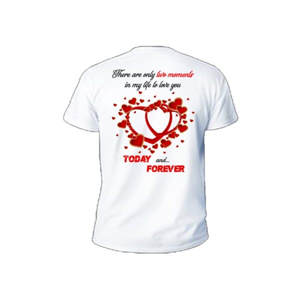 Two hearts two moment white men t shirt back