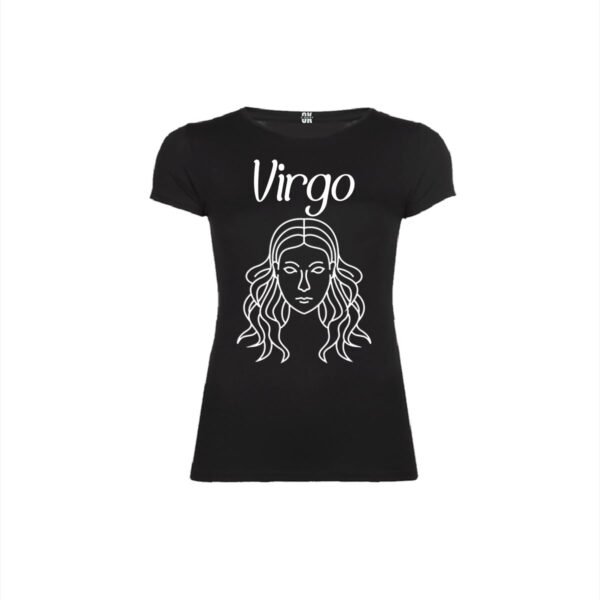 Virgo black woman t shirt front min