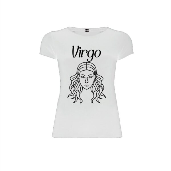 Virgo white woman t shirt front min