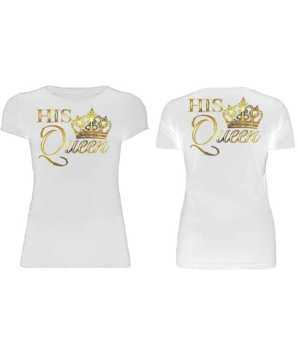 White t shirt his queen frontback min