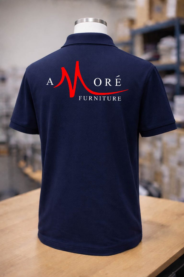 Amore Furniture polo t-shirt printing back